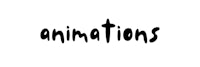 the word animations is written in black on a white background